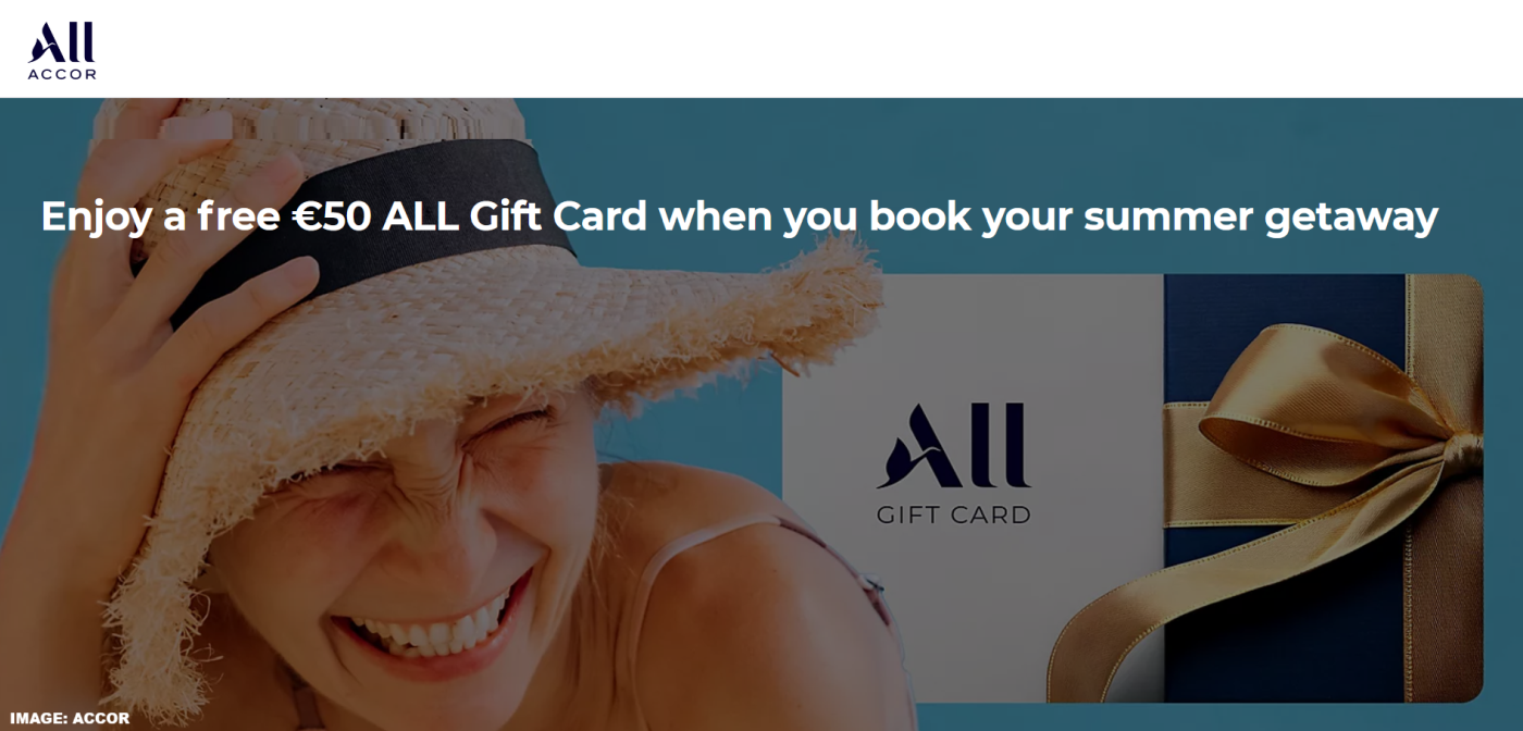 Accor ALL 50 欧元礼品卡，欧洲住宿 8 月 1 日至 10 月 31 日，2025 年预订截止 7 月 31 日