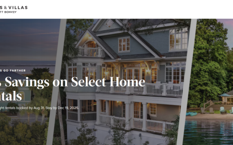 Marriott Bonvoy Homes & Villas 10% 折扣 选择性租赁至 2025 年 12 月 19 日（预订截止至 8 月 31 日）