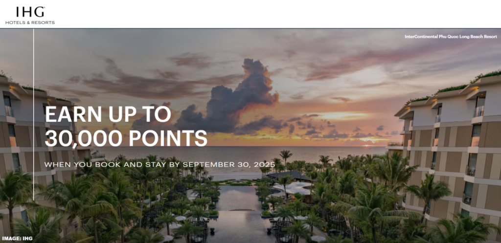 IHG One Rewards 最高可获30,000积分奖励，适用于2025年9月30日前的住宿