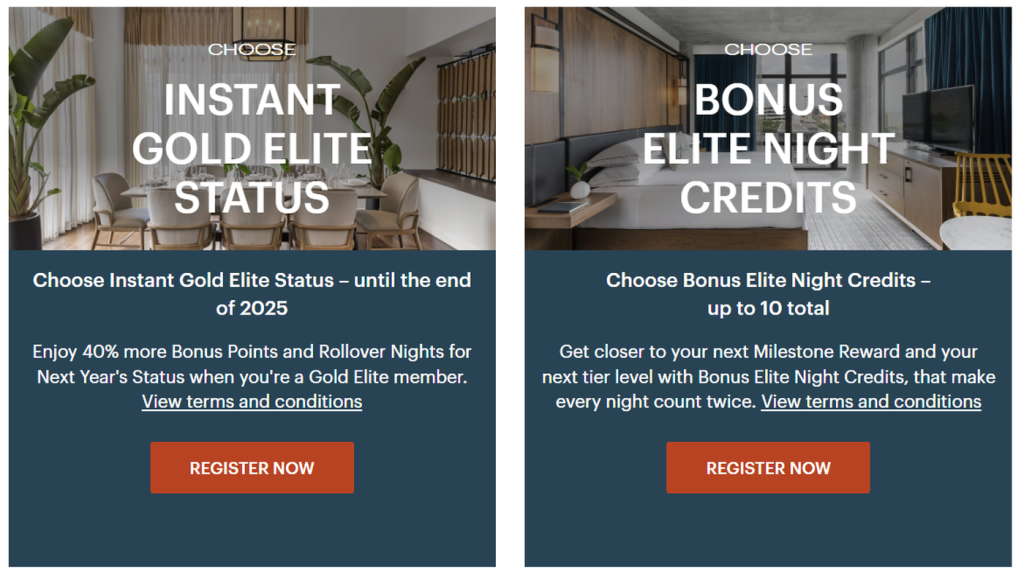 IHG One Rewards 即时金卡或双倍精英住宿夜数，有效期至2025年9月30日。
