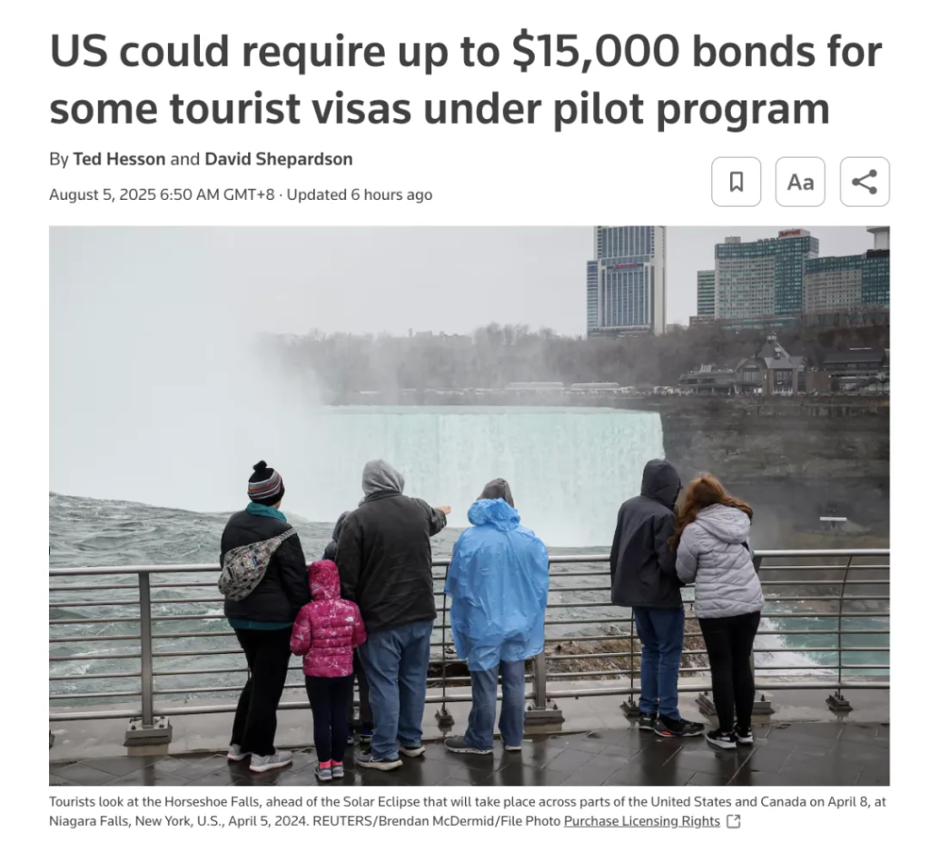 【突发】美国旅游签证，或需交10W保证金…插图