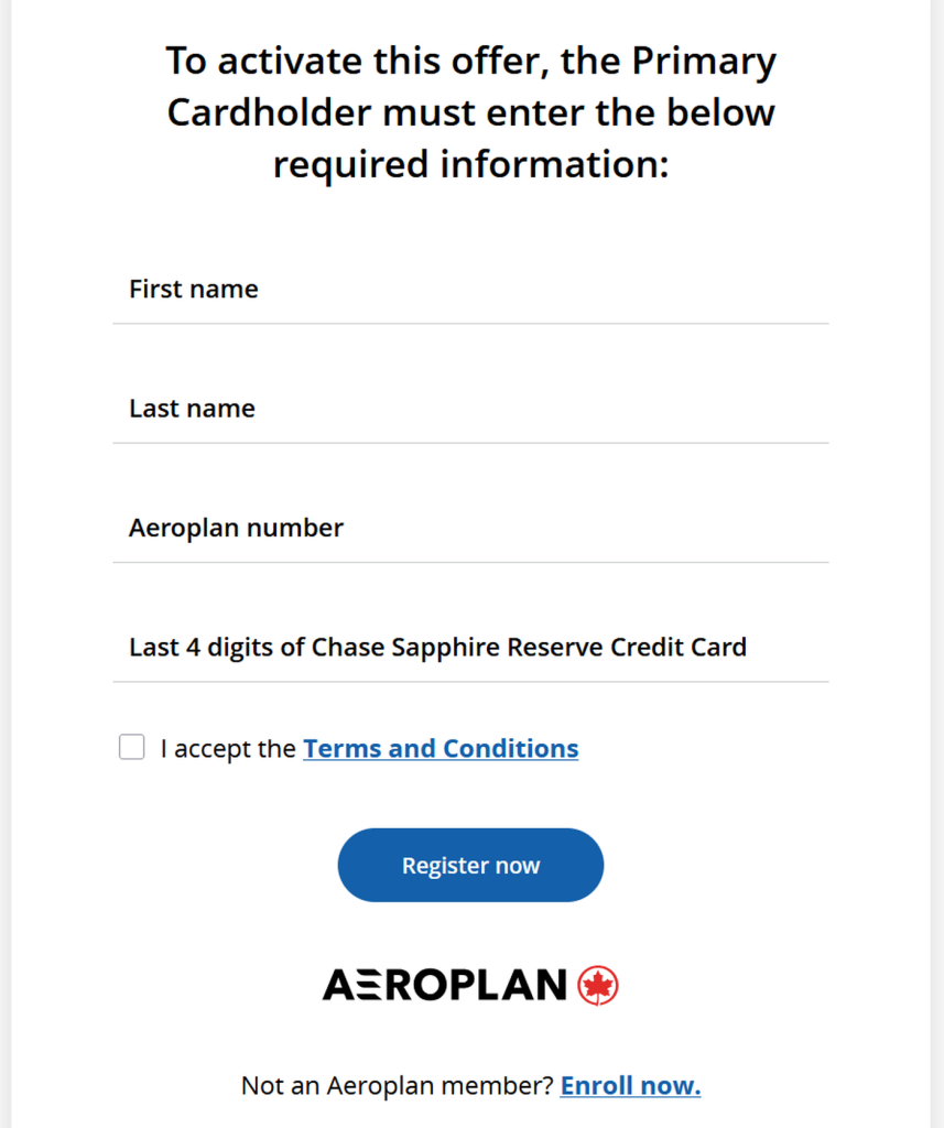 5,000 加拿大航空 Aeroplan 飞行奖励证书，专为 Chase Sapphire Reserve 卡持卡人提供