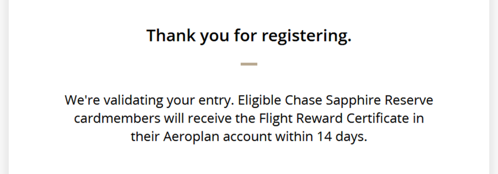 5,000 加拿大航空 Aeroplan 飞行奖励证书，专为 Chase Sapphire Reserve 卡持卡人提供