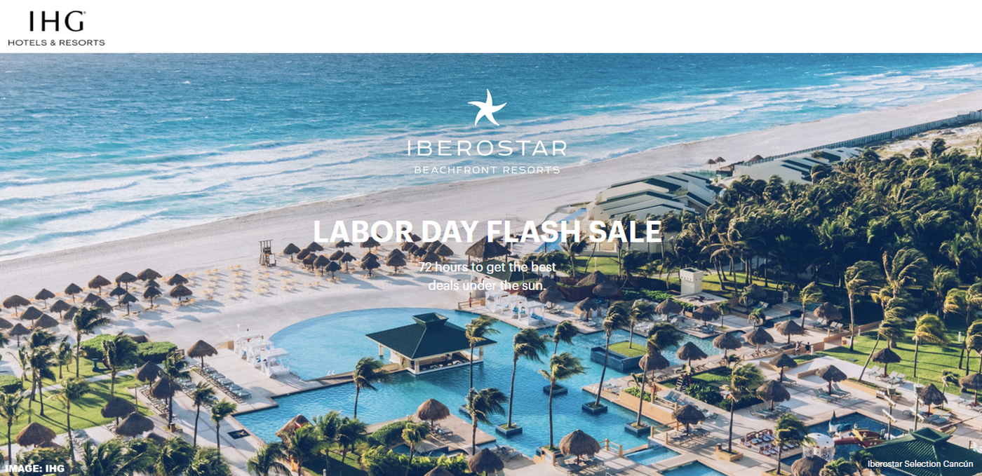 洲际酒店集团伊比萨斯塔海滨度假村限时闪购，最高优惠 50%，入住时间截至 2026 年 10 月 31 日（预订截止日期 9 月 3 日）