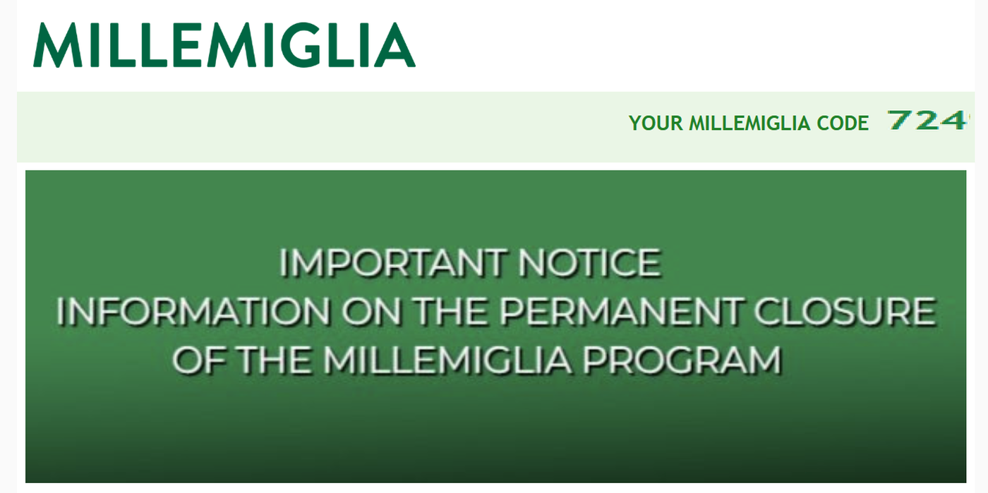 意大利航空公司的“万里里程”计划终于将于 2025 年 12 月 31 日终止