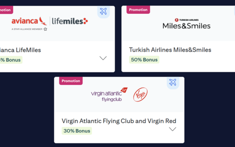 花旗ThankYou积分兑换安联航空、土耳其航空及维珍大西洋航空机票享25%-50%奖励积分，活动截止至2025年10月18日