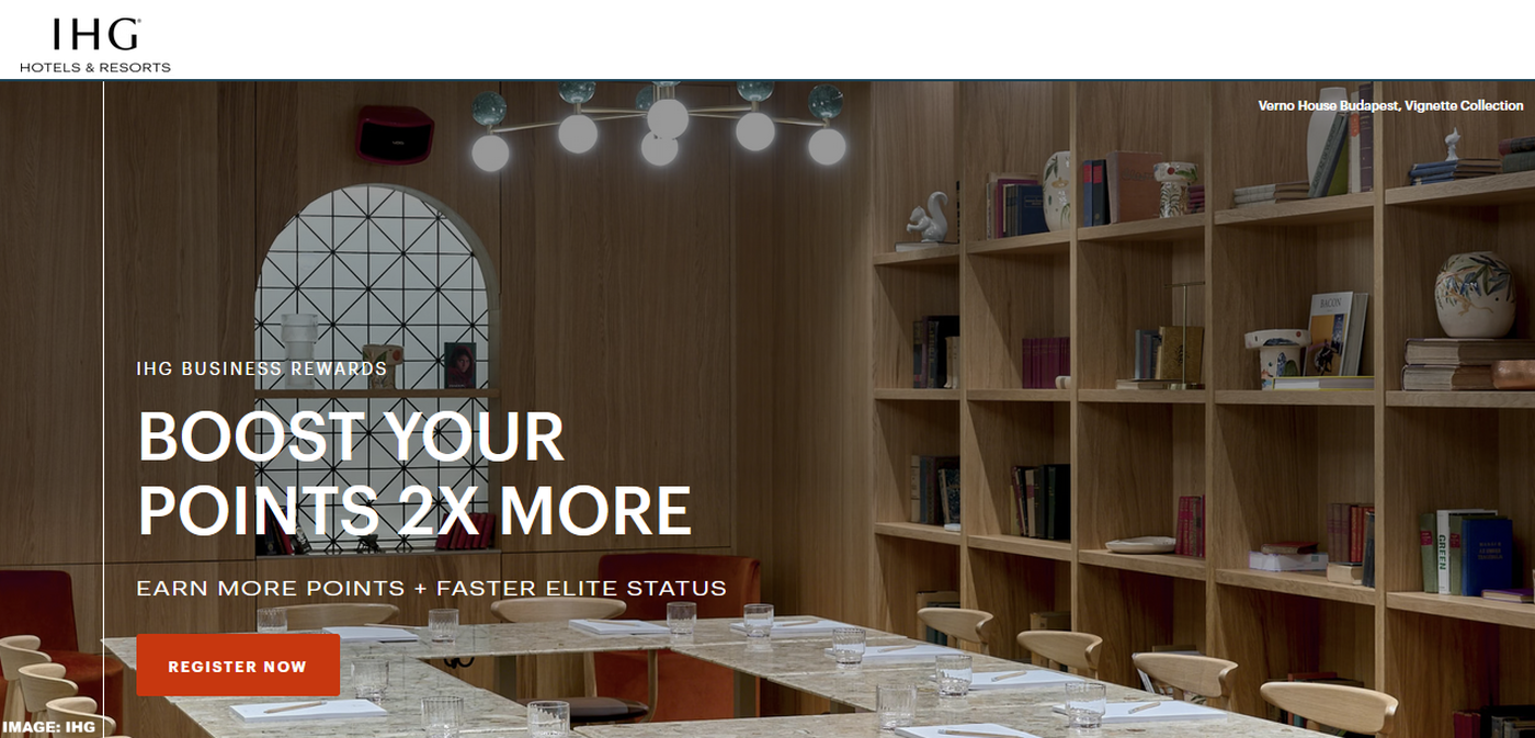 IHG商务奖励计划：双倍积分+最高10晚精英住宿积分2026年10月1日至8月31日（需于3月4日前预订）