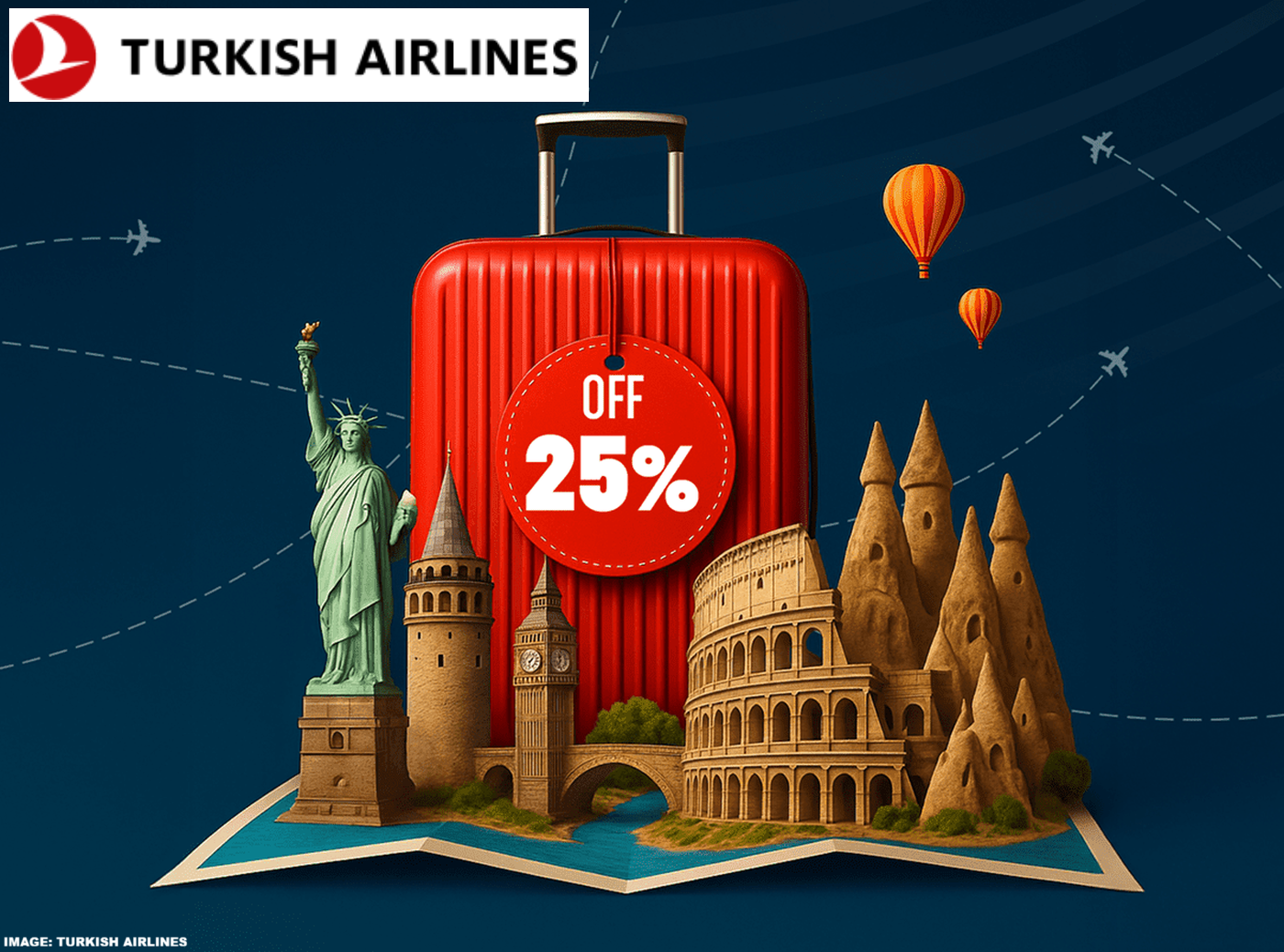 土耳其航空经济舱往返机票享75折优惠，有效期至2026年3月17日（需于10月30日前预订）