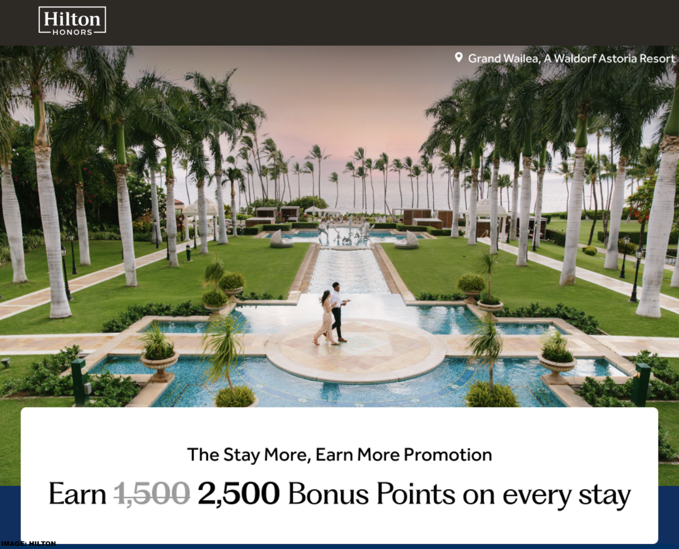 2025 年 10 月 23 日至 12 月 31 日期间，希尔顿荣誉客会会员每次入住可获 2500 点奖励积分