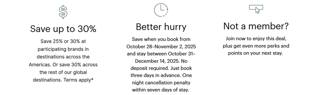 洲际酒店集团闪购特惠：2025年10月31日至12月14日入住享85折至65折优惠（11月2日前预订）