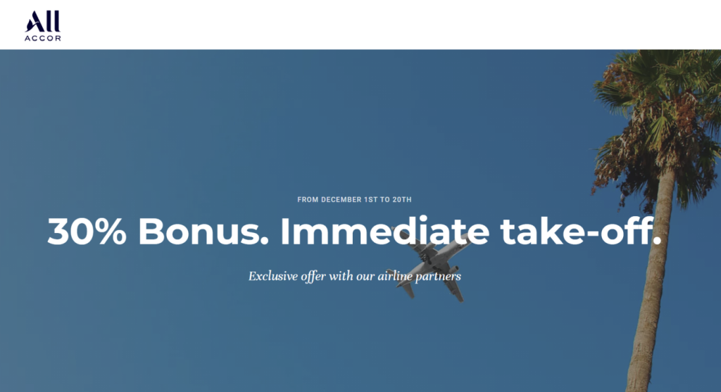 2026 年 12 月 1 日至 20 日，五家航空公司入住雅高酒店集团可享 30% 转换奖励积分。