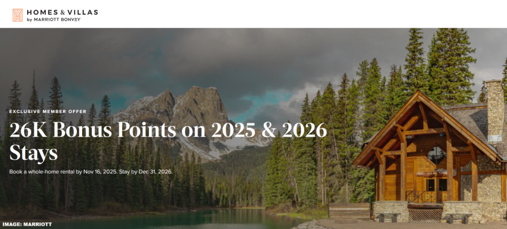 万豪旅享家度假别墅计划：2025年12月31日前入住可享26,000奖励积分（11月16日前预订）