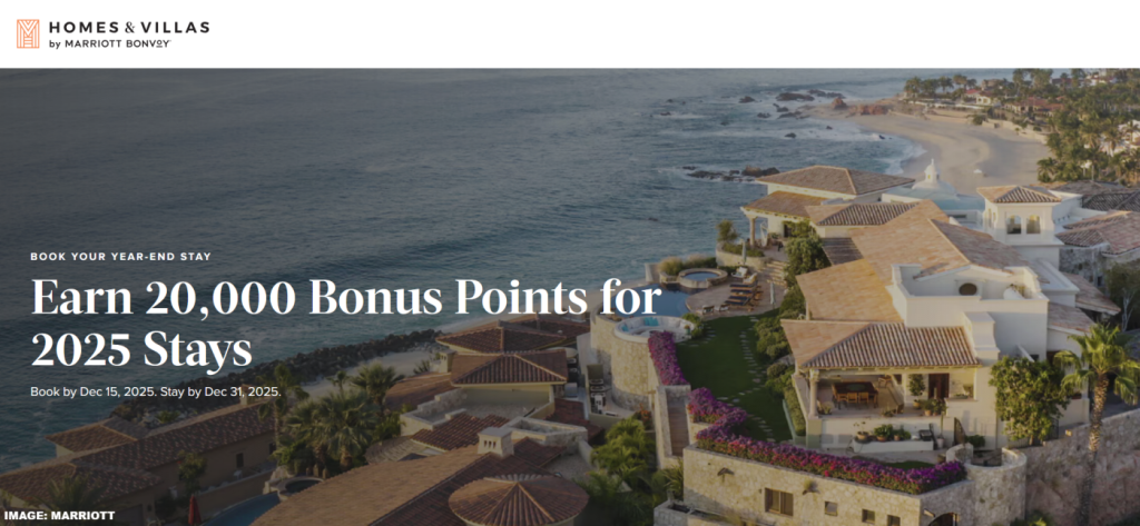 万豪旅享家住宅及别墅：2025 年 12 月 31 日前入住享 20,000 点积分奖励（需在 12 月 15 日前预订）