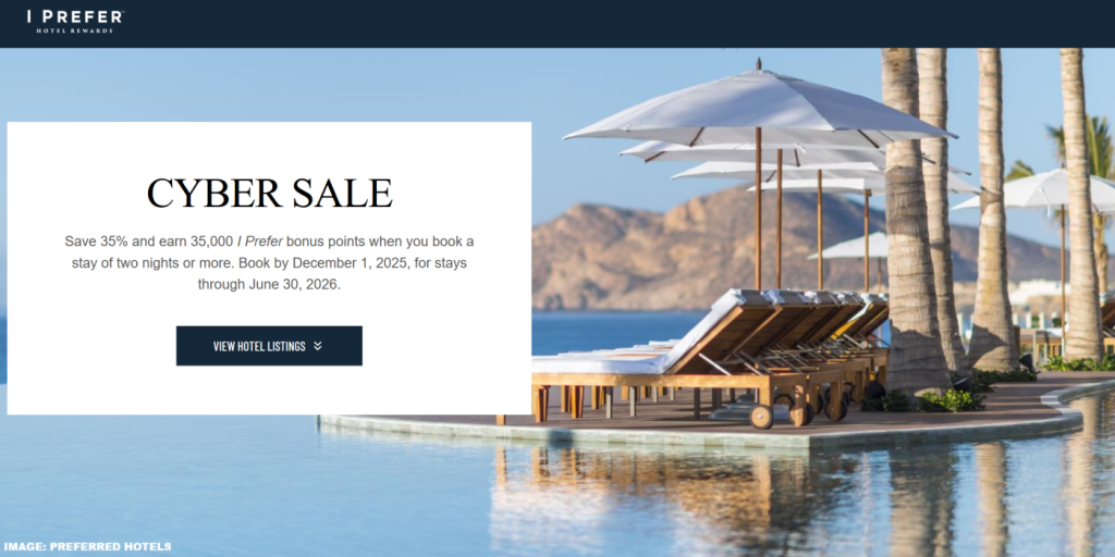 Preferred Hotels 2025 网络优惠：入住即享 35% 折扣及 35,000 积分奖励，优惠有效期至 2026 年 6 月 30 日（不含 2025 年 12 月 4 日）