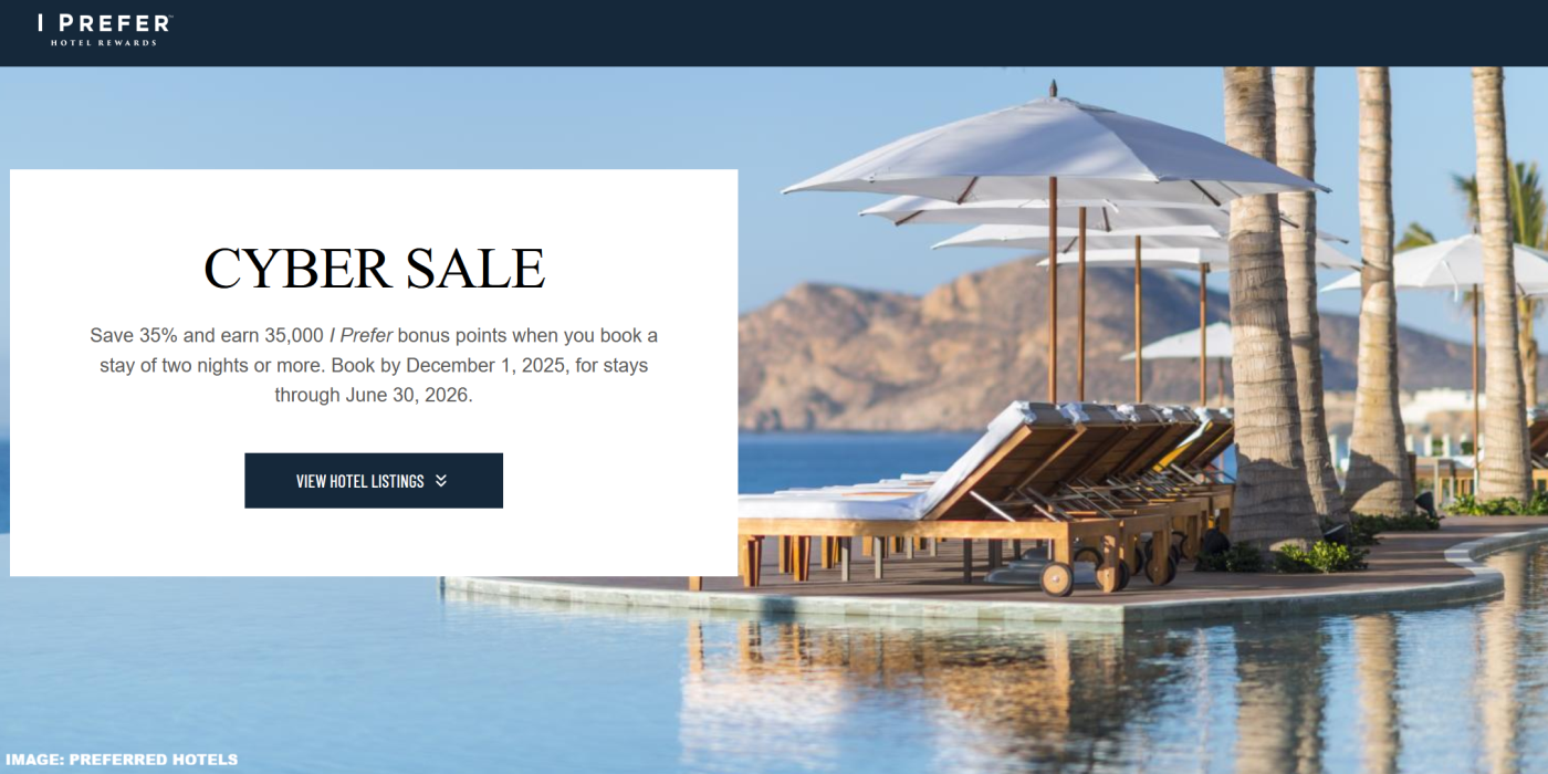 Preferred Hotels 2025 网络优惠：入住即享 35% 折扣及 35,000 积分奖励，优惠有效期至 2026 年 6 月 30 日（不含 2025 年 12 月 4 日）