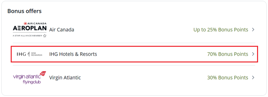 Chase UR转IHG优悦会积分70%转换奖励2026年12月1日至2026年1月15日