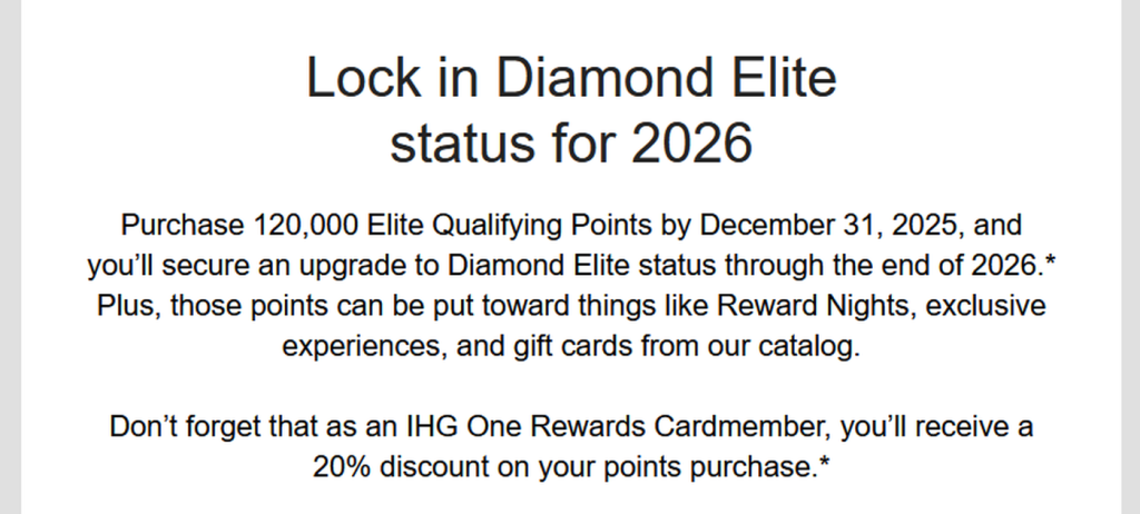 洲际酒店集团（IHG）购买精英资格积分和奖励积分以延续或提升会员等级，活动持续至 2025 年 12 月 31 日