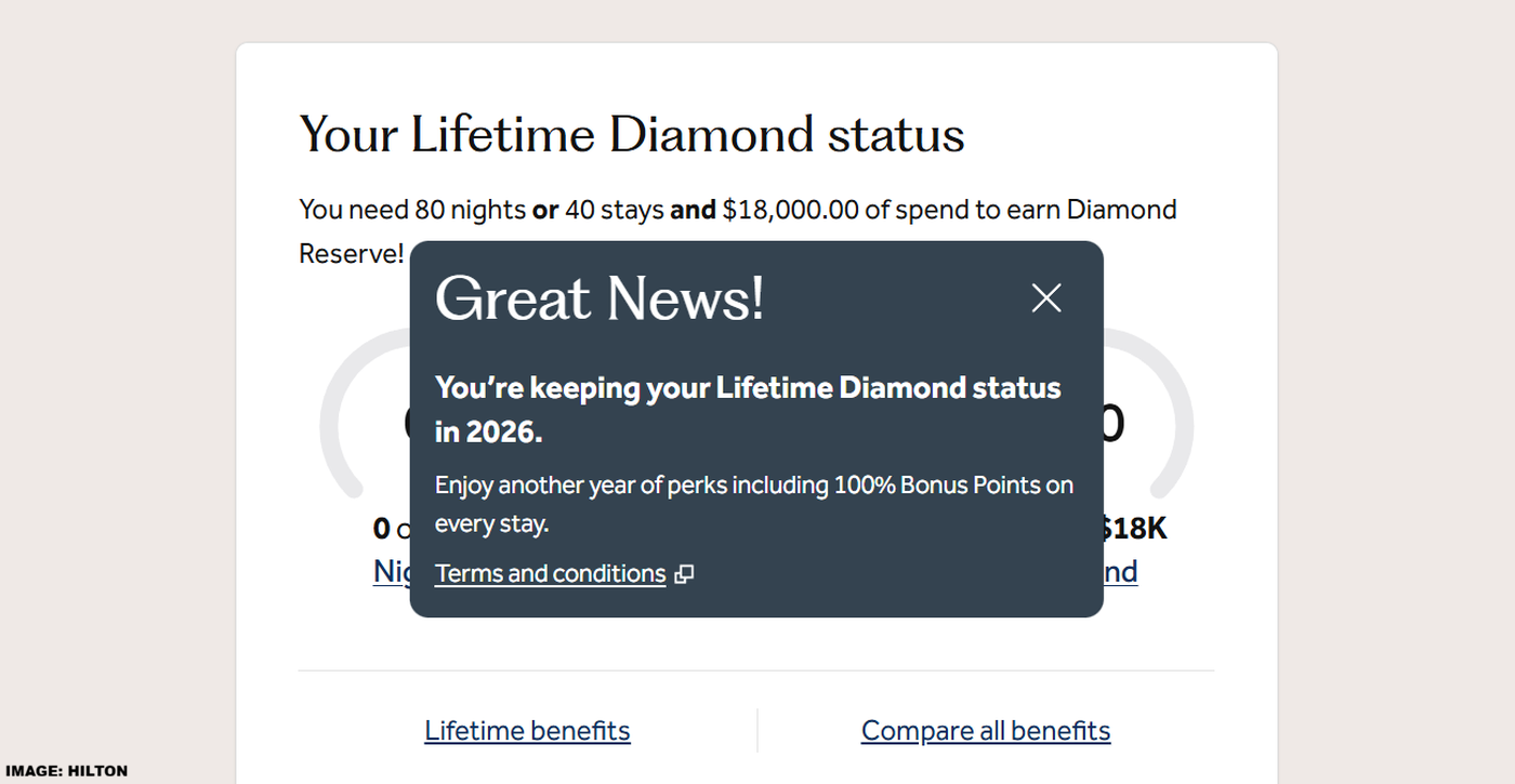 希尔顿酒店最新消息：他们不会取消终身钻石会员资格——至少在 2026 年之前不会！