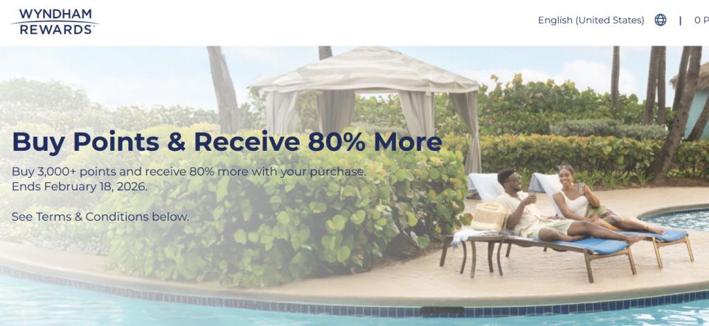 温德姆奖励计划:购买积分最高可享 80% 或更高返利,优惠持续至 2026 年 2 月 18 日