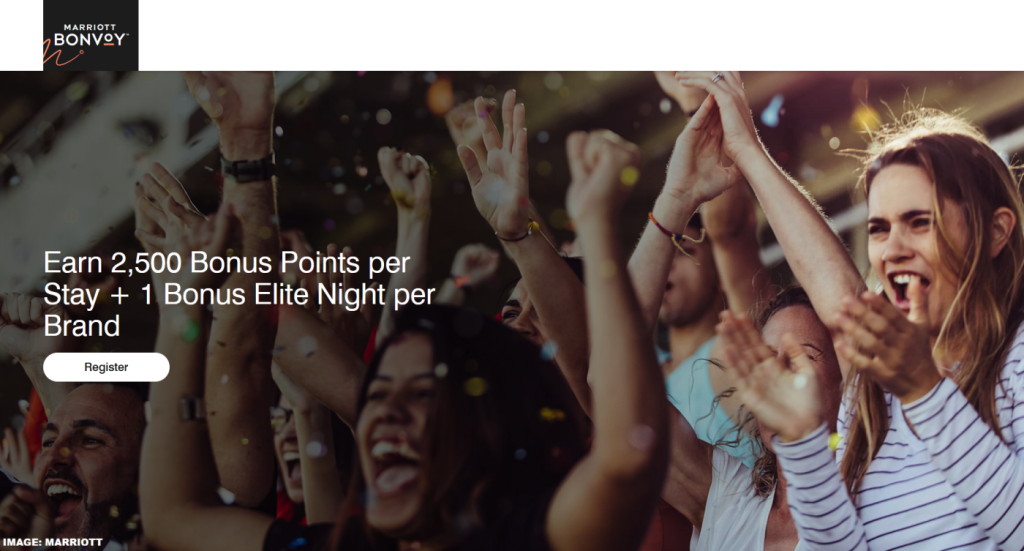 万豪旅享家2,500奖励积分 + 每品牌1晚精英住宿积分2026年2月25日至5月10日